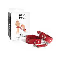 Наручники із натуральної шкіри Art of Sex - Eva, колір червоний
