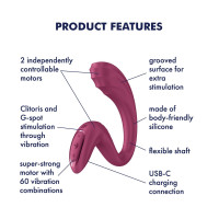 Вагінально-кліторальний вібратор Satisfyer G for Goddess 3 Wine Red (м'яте паковання!!!) — Переглянути зображення 6