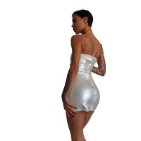 Мини-платье D&A, M, white, nylon-lycra открытые плечи с молнией на всю длину