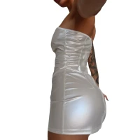 Мінісукня D&amp;A, M, white, nylon-lycra відкриті плечі з блискавкою на всю довжину — Переглянути зображення 6