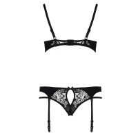 Комплект білизни Passion PAULINE SET XXL/XXXL, black, стрепи, ліф, стрінги і пояс для панчох — Просмотреть изображение 10