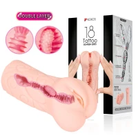 Мастурбатор-вагіна двошаровий Kokos Tattoo Double Layer — Переглянути зображення 8