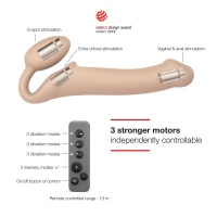 Безремінний страпон з вібрацією Strap-On-Me Vibrating Flesh M, діаметр 3,3см, пульт ДК, регульований — Переглянути зображення 2