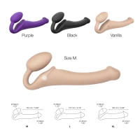 Безремінний страпон з вібрацією Strap-On-Me Vibrating Flesh M, діаметр 3,3см, пульт ДК, регульований — Переглянути зображення 4