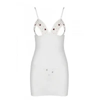 Сорочка з вирізами на грудях, стрінги Passion LOVELIA CHEMISE L/XL, white — Переглянути зображення 5