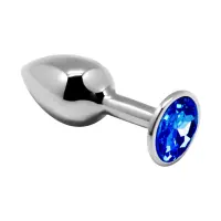 Металева анальна пробка з кристалом Alive Mini Metal Butt Plug Blue L — Переглянути зображення 1
