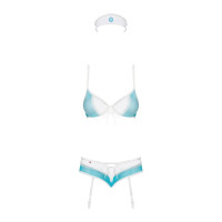 Эротический костюм медсестры Obsessive 834-CST-6 S/M, бело-голубой