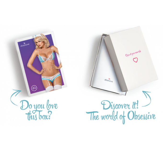 Еротичний костюм медсестри Obsessive 834-CST-6 S/M, біло-блакитний