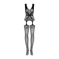 Бодістокінг Obsessive Bodystocking F217 XL/XXL, елегантний силуетний малюнок, імітація панчіх — Переглянути зображення 5