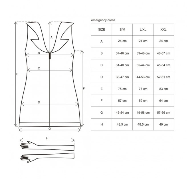 Еротичний костюм медсестри Obsessive Emergency dress S/M, white, сукня, стринги, рукавички, чепчик, стетоскоп