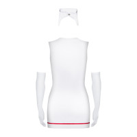 Эротический костюм медсестры Obsessive Emergency dress S/M, white, платье, стринги, перчатки, чепчик, стетоскоп
