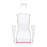 Еротичний костюм медсестри Obsessive Emergency dress S/M, white, сукня, стринги, рукавички, чепчик, стетоскоп — Просмотреть изображение 3