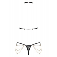Комплект с цепочками Obsessive Pantheria 2-pcs set black L/XL, бюстгальтер, трусики