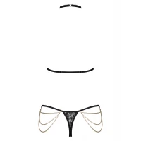 Комплект із ланцюжками Obsessive Pantheria 2-pcs set black L/XL, бюстгальтер, трусики — Просмотреть изображение 4
