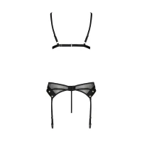 Комплект білизни Passion NESSY SET S/M black, бюстгальтер, пояс для панчіх, стрінги — Переглянути зображення 4