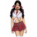 Костюм школярки Leg Avenue Miss Prep School XS, топ, спідниця, краватка, бантики