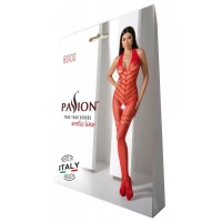 Бодістокінг з плетінням на животику Passion BS100 One Size, red, декоративний шов, з доступом — Переглянути зображення 6