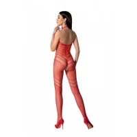Бодістокінг з плетінням на животику Passion BS100 One Size, red, декоративний шов, з доступом — Переглянути зображення 2
