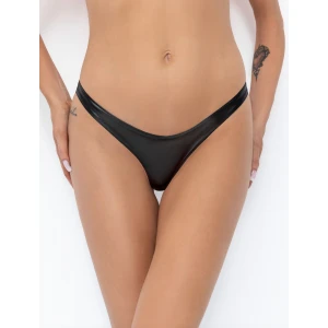 Трусики Noir Handmade P010 Powerwetlook thong, 3XL, під латекс, високі вирізи, відкриті сідниці