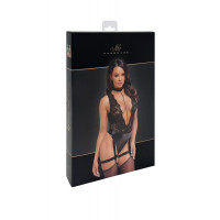 Боди Noir Handmade F297 Libido, 3XL, черное, кружево, низ под латекс, открытый доступ, гартеры