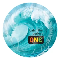 Презерватив ONE Color Sensations Catch the perfect ONE, 1 шт, бірюзовий, гладенький, зі змазкою — Переглянути зображення 1