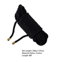 Мотузка для шибарі LOCKINK SEVANDA Shibari Pratice Rope, чорна, 8 м, нейлон+бавовна — Переглянути зображення 2