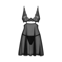 Бебі-дол Obsessive Nutris babydoll &amp; thong, M/L, імітація ліфа та спіднички, стрінги в комплекті — Переглянути зображення 3