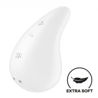 Вібратор для зовнішньої стимуляції Satisfyer Dew Drop White, 2 мотори, 12 режимів, м’який корпус — Переглянути зображення 1