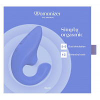 Вагинально-клиторальный стимулятор Womanizer Blend Vibrant Blue, вибрация + вакуум, 2 мотора — Просмотреть изображение 7