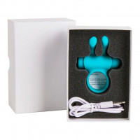 Эрекционное виброкольцо S Pleasures Premium Rabbit Ring бирюзовое, со съемной вибропулей и ушками — Просмотреть изображение 3