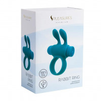 Эрекционное виброкольцо S Pleasures Premium Rabbit Ring бирюзовое, со съемной вибропулей и ушками — Просмотреть изображение 4