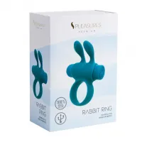 Ерекційне віброкільце S Pleasures Premium Rabbit Ring бірюзове, зі знімною віброкулею та вушками — Переглянути зображення 4