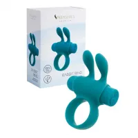 Ерекційне віброкільце S Pleasures Premium Rabbit Ring бірюзове, зі знімною віброкулею та вушками — Переглянути зображення 2