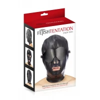 Капюшон для БДСМ зі знімною маскою Fetish Tentation BDSM hood in leatherette with removable mask — Переглянути зображення 3