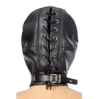 Капюшон для БДСМ зі знімною маскою Fetish Tentation BDSM hood in leatherette with removable mask — Переглянути зображення 2
