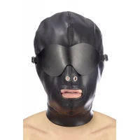 Капюшон для БДСМ зі знімною маскою Fetish Tentation BDSM hood in leatherette with removable mask — Переглянути зображення 1
