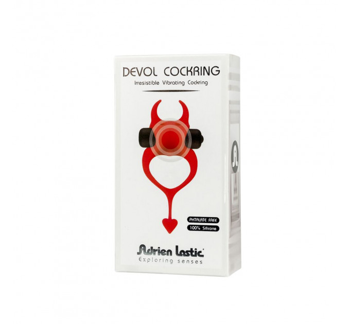 Эрекционное кольцо в виде дьявола Adrien Lastic Devol Cock Ring с вибрацией, красное