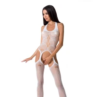 Бодістокінг Passion BS059 white, комбінезон, імітація панчох — Просмотреть изображение 1