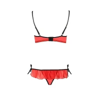 Комплект білизни Passion Exclusive CHERRY SET OpenBra XXL/XXXL red, відкритий ліф, трусики-спідничка — Переглянути зображення 6