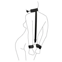 Кляп з пластиковою кулею та наручниками Art of Sex – Handcuffed Gag, чорний — Переглянути зображення 2