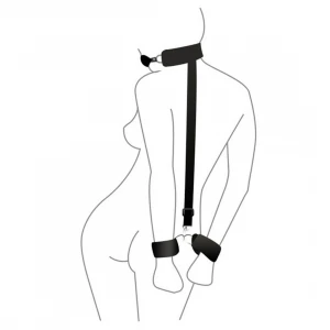 Кляп з пластиковою кулею та наручниками Art of Sex – Handcuffed Gag, чорний
