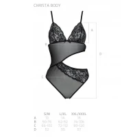 Боді з ажурним ліфом Passion CHRISTA BODY S/M, black — Переглянути зображення 5