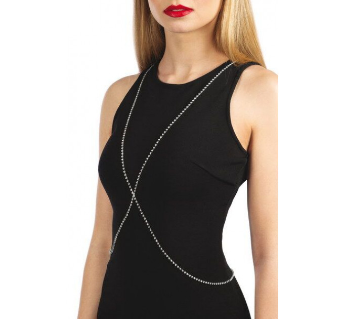 Сріблястий ланцюжок для бюста Bijoux Pour Toi – Elena Silver зі стразами