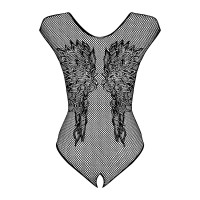 Бодистокинг из крупной сетки с кружевом Obsessive B112 teddy S/M/L, черный, с доступом