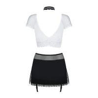 Еротичний костюм секретарки Obsessive Secretary suit 5pcs black L/XL, чорно-білий, топ, спідниця, ст — Просмотреть изображение 6