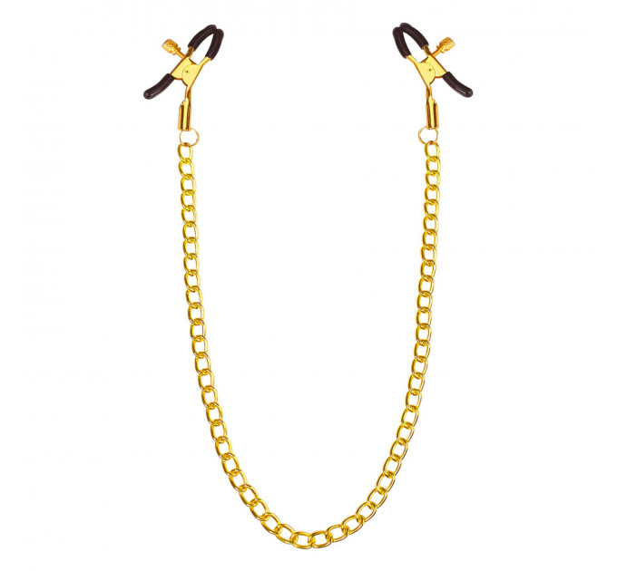 Затискачі для сосків з ланцюжком Feral Feelings - Nipple clamps Classic, золото/чорний