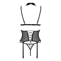 Корсет с открытой грудью Passion DOMINICA CORSET XXL/XXXL beige, пажи для чулок, стринги