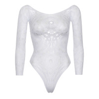 Эротическое боди-бодистокинг Leg Avenue Snap crotch thong back teddy White M/L