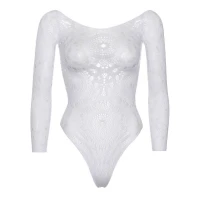 Еротичне боді-бодістокінг Leg Avenue Snap crotch thong back teddy White M/L — Переглянути зображення 6
