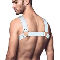 Чоловіча портупея на груди з натуральної шкіри Feral Feelings - Bulldog Harness White — Переглянути зображення 2